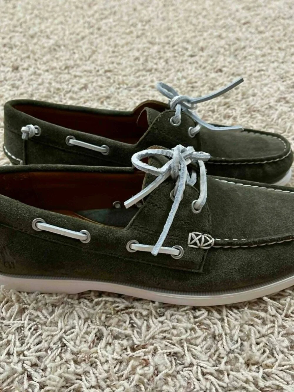 Polo Ralph Lauren Men’s Merton Suede Boat Shoes Olive, Size 9 (New)